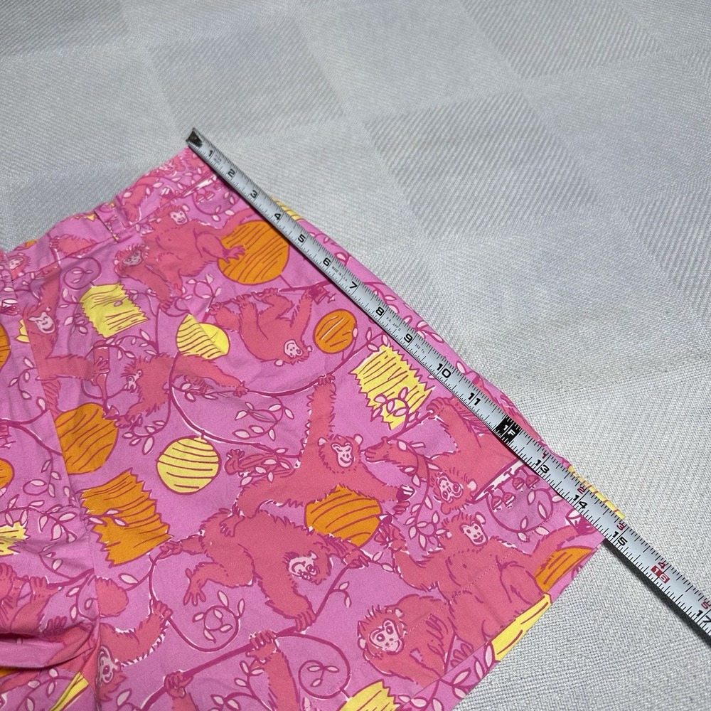 Vintage Lilly Pulitzer Monkeys & Lanterns Pink Yellow Orange Shorts Sz 6 Petite - Picture 10 of 11